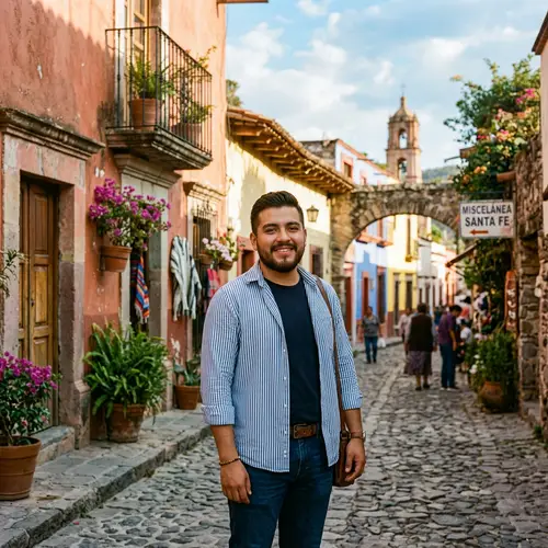 Hispanic Man with Short Beard in Traditional Mexican Village