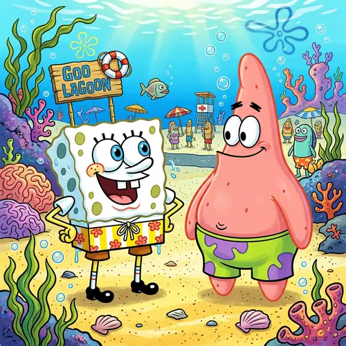 SpongeBob and Patrick Fun at the Beach