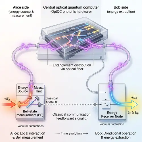 Room-Temperature Quantum Energy Teleportation Diagram
