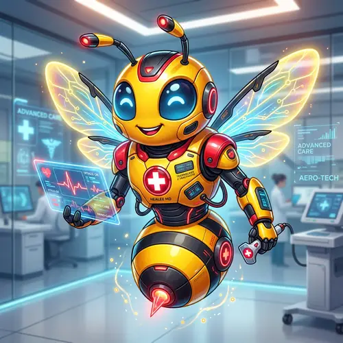 Futuristic Cute Bee Mascot for Tech & Healthcare