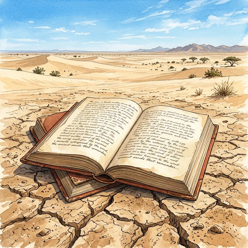 Open Book in Desert: Stunning Illustration Open Book in Desert: Stunning Illustration