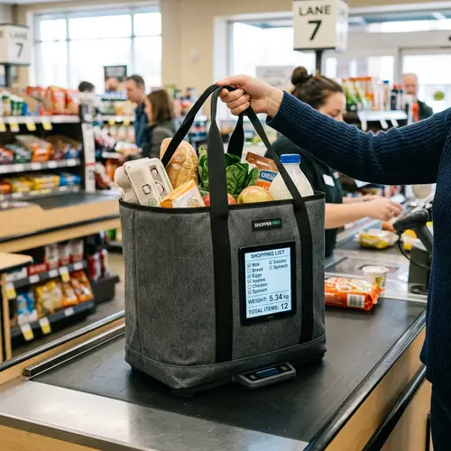 Smart Shopping Bag with Digital Screen and Built-In Scale