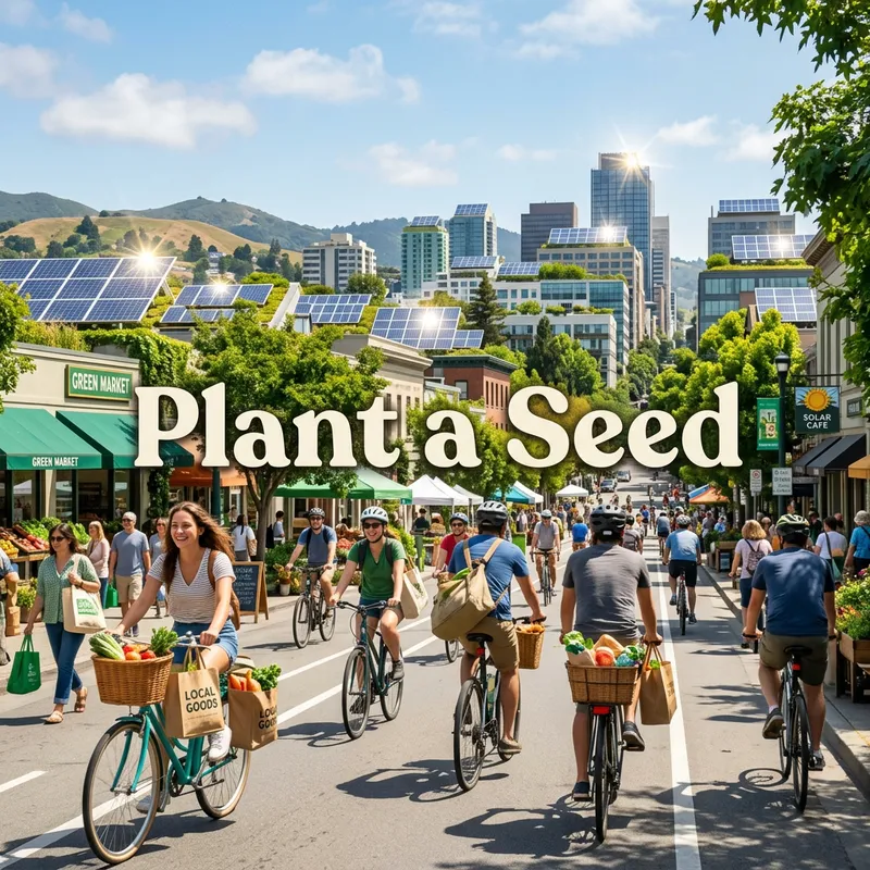 Plant a Seed in Green City | Eco-Friendly Solar Panels & Bikers