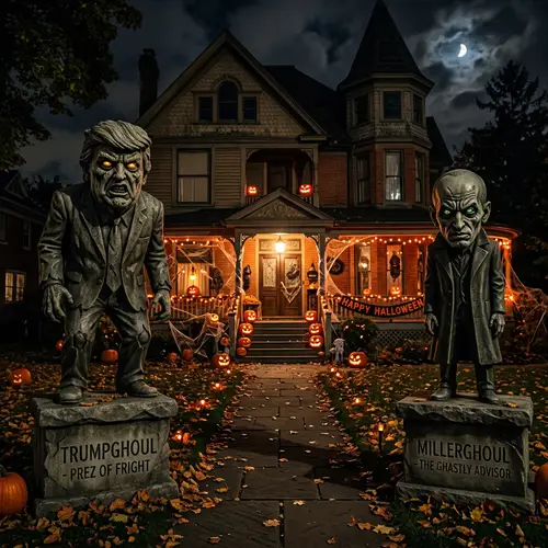 Trump and Miller Halloween Ghoul Statues