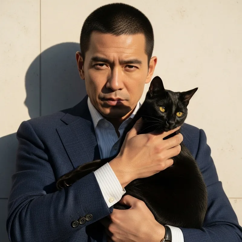 Stylish Man with Cat - Aesthetic Old Money Look