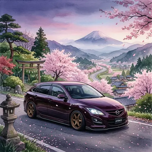 Dark Plum Mazda 6 GH in Serene Japanese Setting