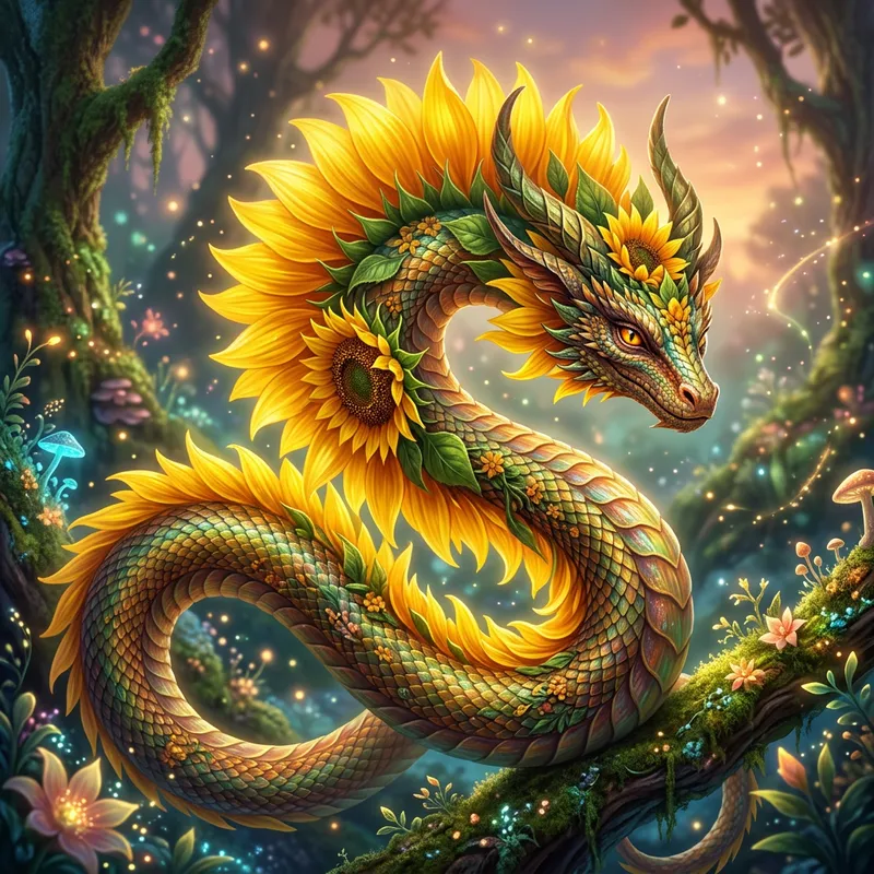 Snake Dragon Sunflower Hybrid - Mythical Fusion