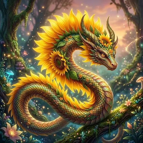 Snake Dragon Sunflower Creature - Unique Amalgamation