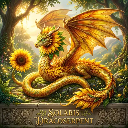 Solaris Dracoserpent - Creative Fusion of Snake, Dragon, and Sunflower