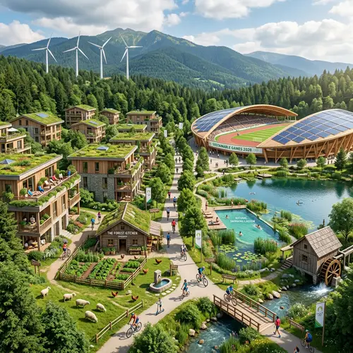 Eco-Friendly Sustainable Olympic Village in Nature
