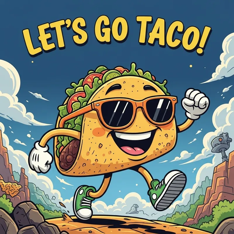 Let's Go Taco! Cheerful Taco Character Art
