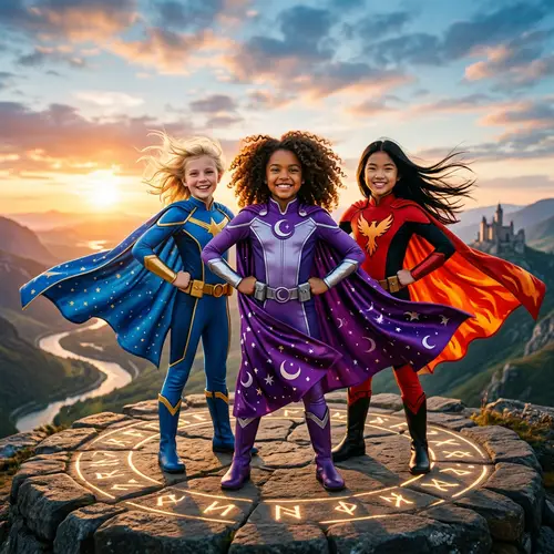 Young Superhero Girls with Capes | Empowerment and Unity