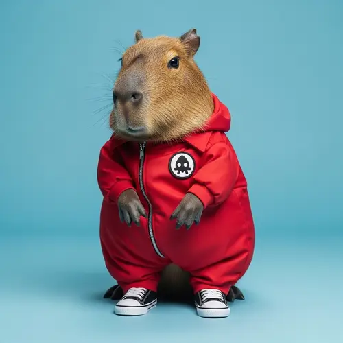 Capybara in Squid Game Costume