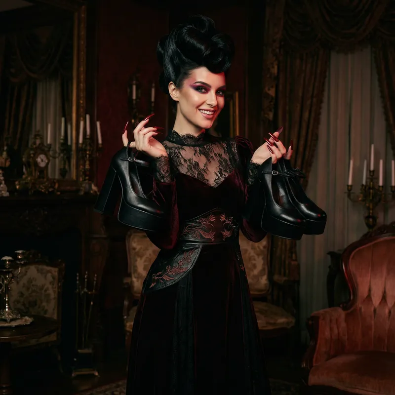 Gothic Luxury Fashion: Model in High Drama Style