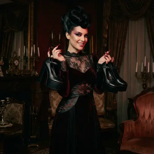 Gothic Luxury Fashion: Model in High Drama Style