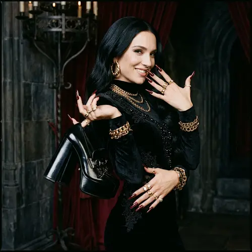 Gothic Luxury Fashion Model with Stunning Nail Art