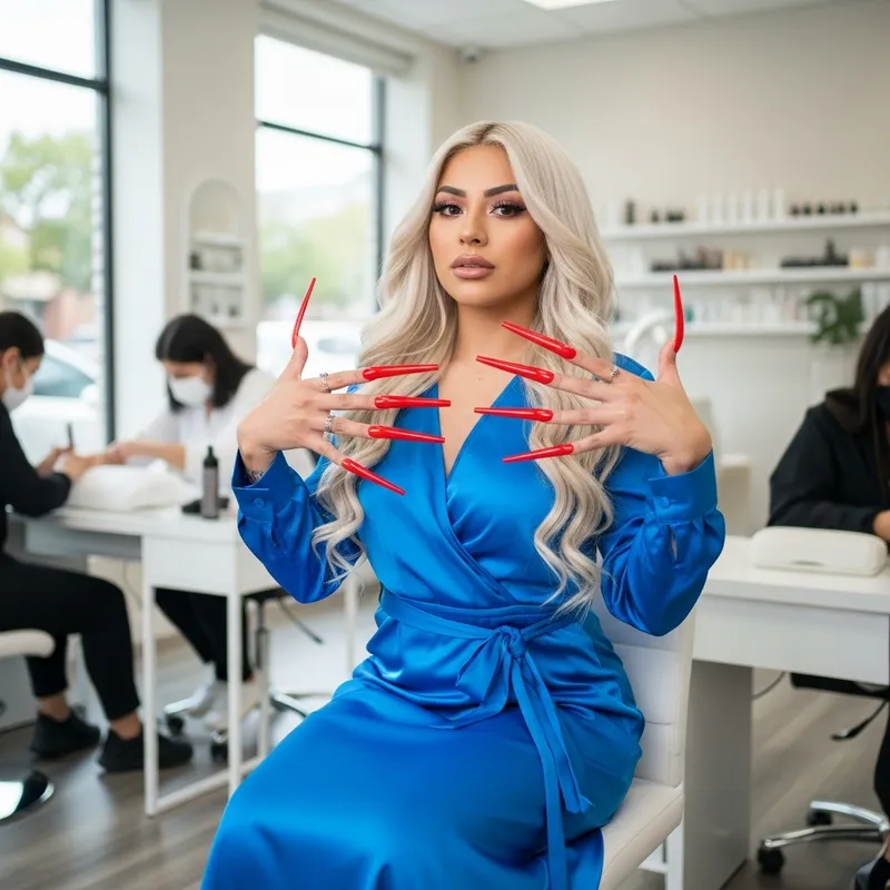 Stunning Long Red Nails and Glam Makeup Look Stunning Long Red Nails and Glam Makeup Look