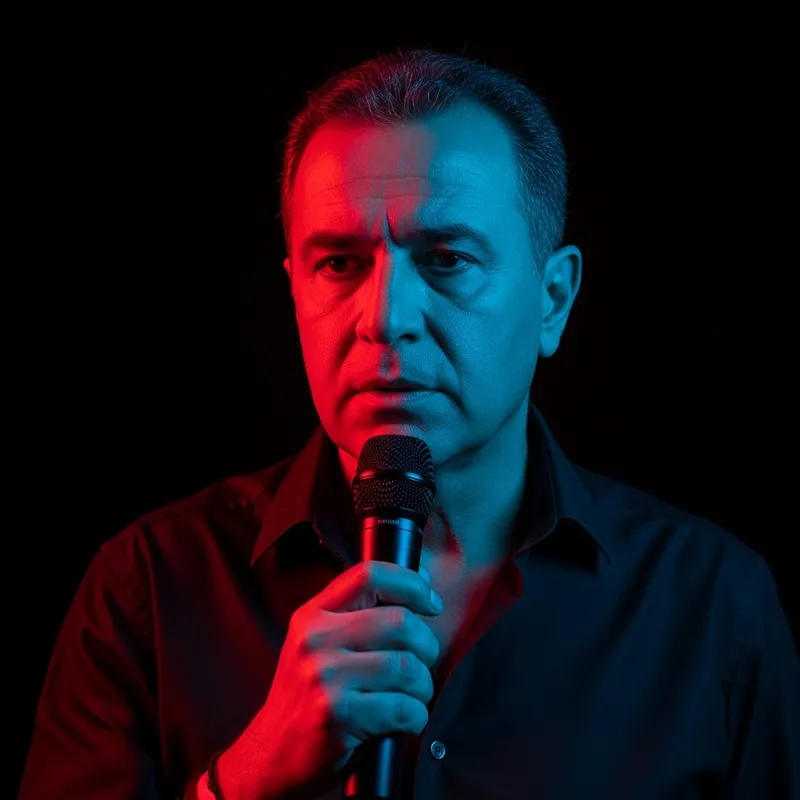 Cheb Hasni: Dramatic Red and Blue Portrait