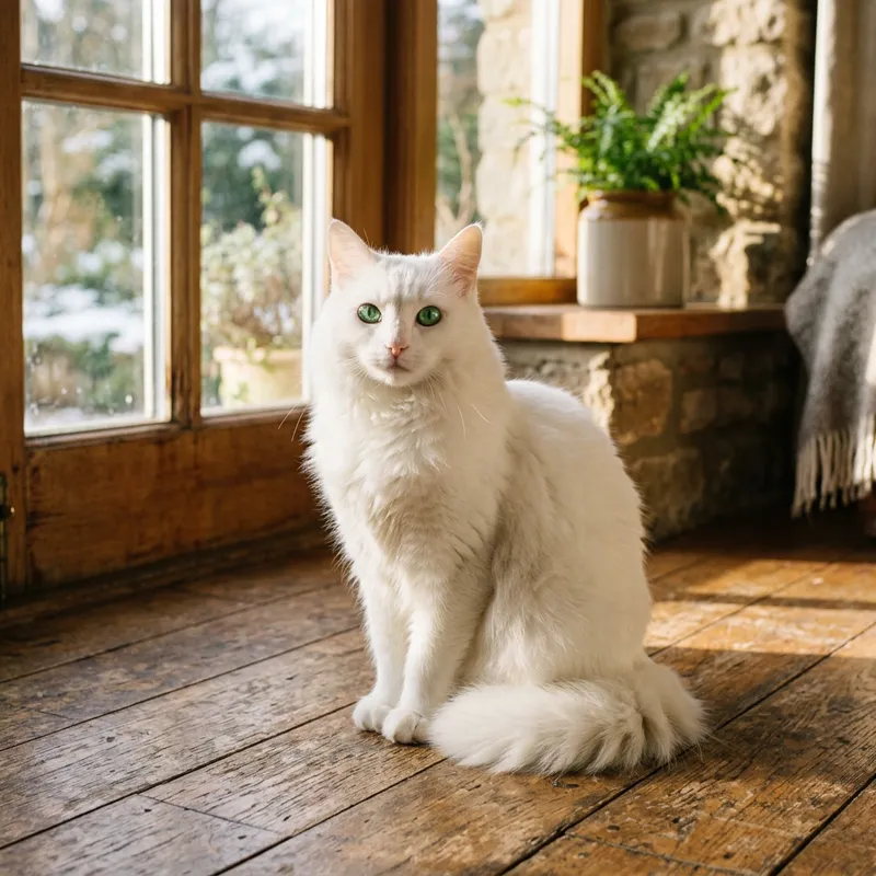 Elegant Snow-White Cat | Majestic Feline Beauty