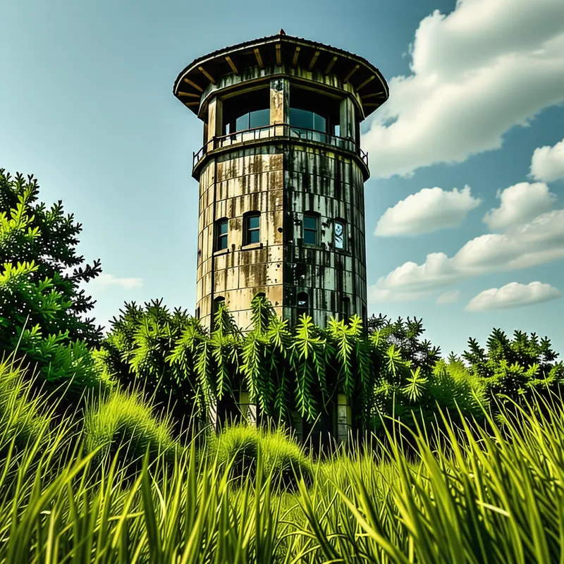 Futuristic Watch Tower in the Grass - Ultra Realistic HDR Masterpiece Futuristic Watch Tower in the Grass - Ultra Realistic HDR Masterpiece