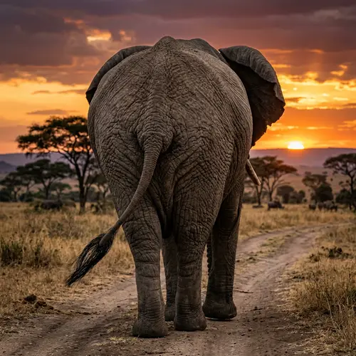 Majestic Big Booty Elephant | African Savannah Sunset View