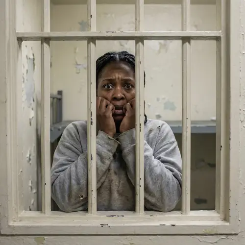 Fearful Woman in Jail - A Powerful Image