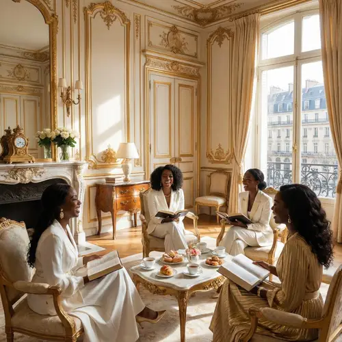 Elegant Black Women Studying the Bible in Paris