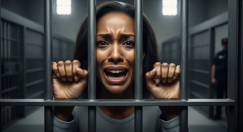 Fearful Woman in Jail - A Powerful Image