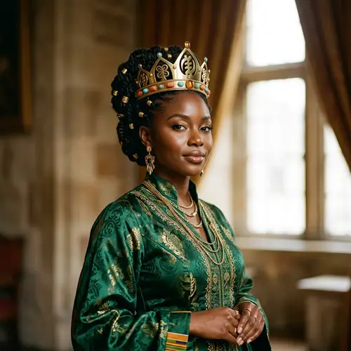 Beautiful African American Queen with Crown