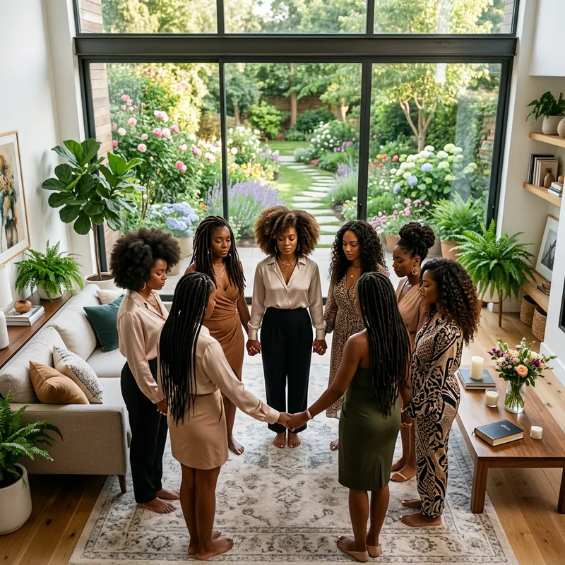 Glamorous African American Women Praying Together Glamorous African American Women Praying Together
