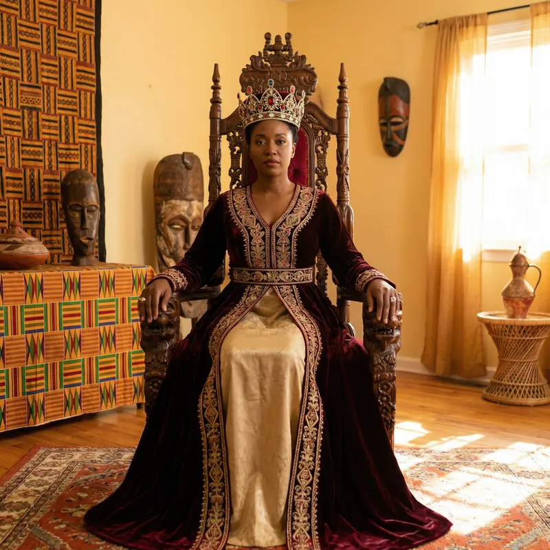 Beautiful African American Queen with Crown