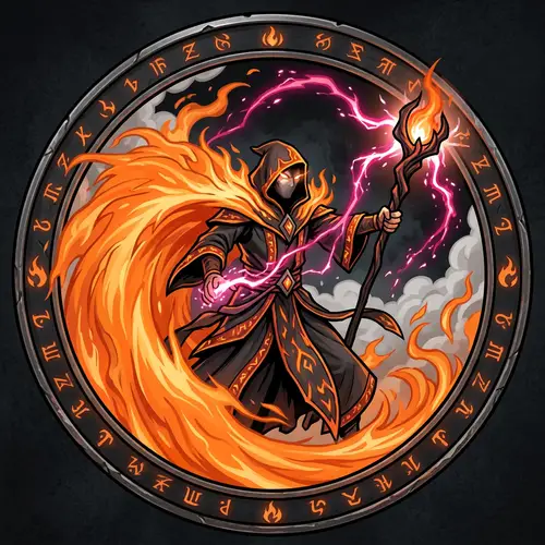 Fire Wizard Icon with World of Warcraft Vibes