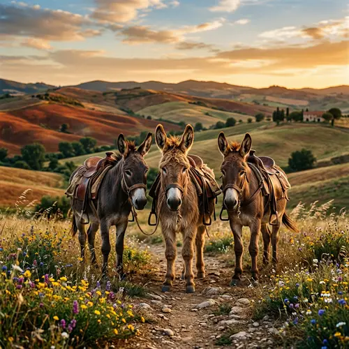 Noble Donkeys in a Serene Landscape