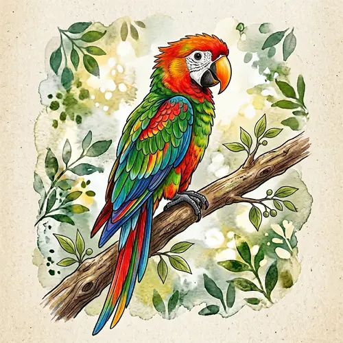 Vibrant Parrot Illustration - Colorful Art