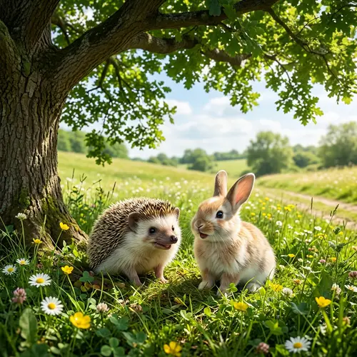 Adorable Hedgehog and Rabbit Friendship in Meadow | Website