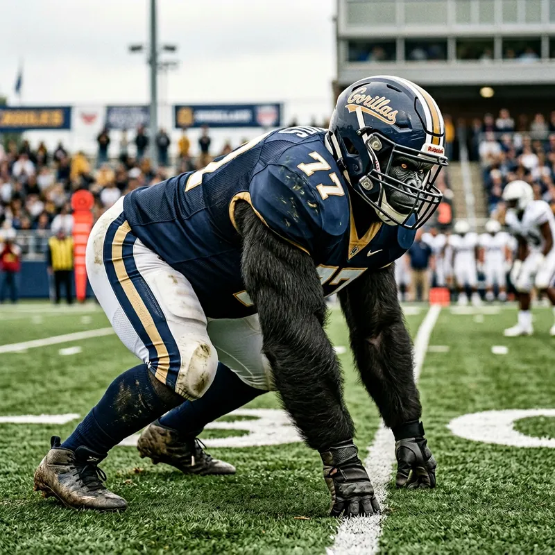 Gorilla Football Lineman Stance | Intense Three-Point Ready Posture Gorilla Football Lineman Stance | Intense Three-Point Ready Posture