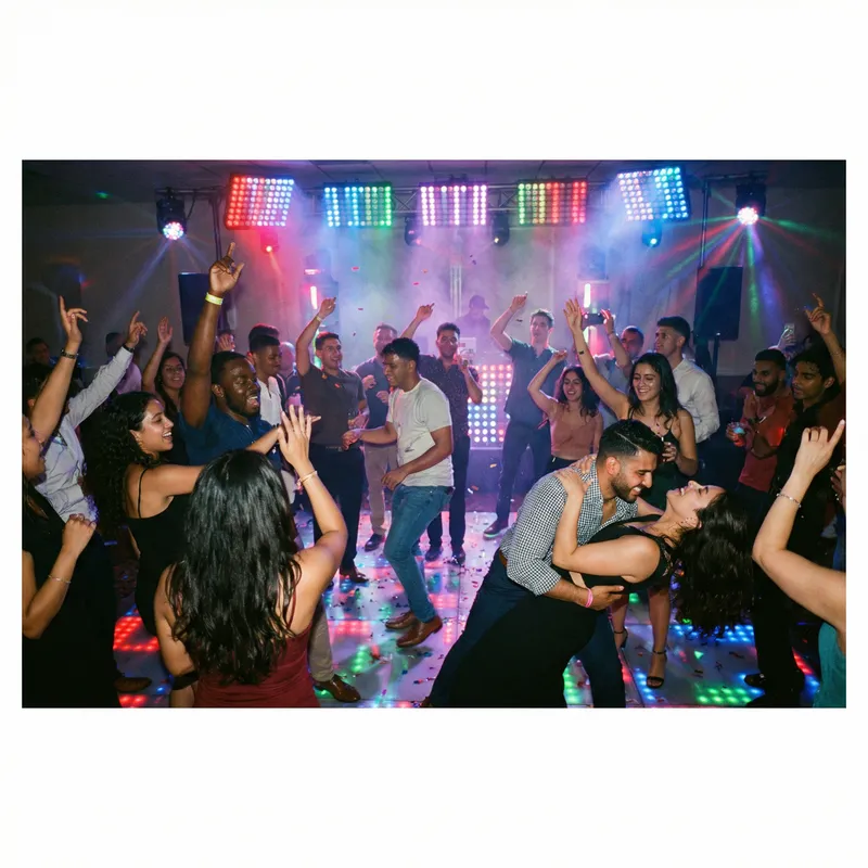 Vibrant Multicultural Dance Floor | Exciting Colors and Energetic Movements