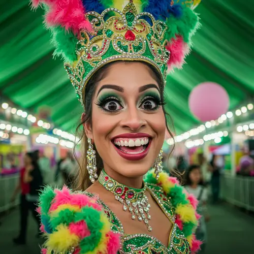 Carnival Character Art: Green & White Theme