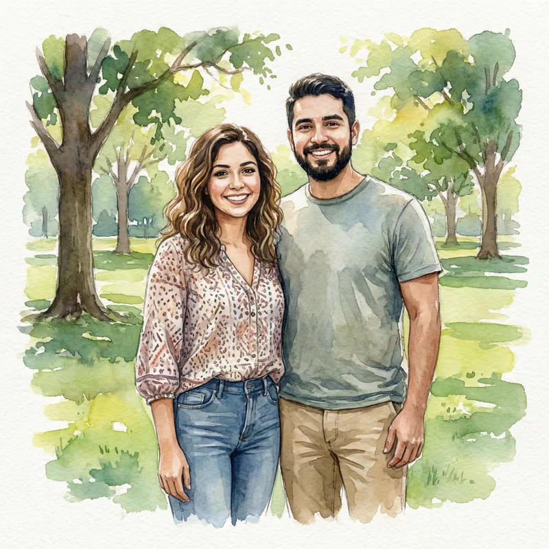 Hispanic Couple - Watercolor Painting