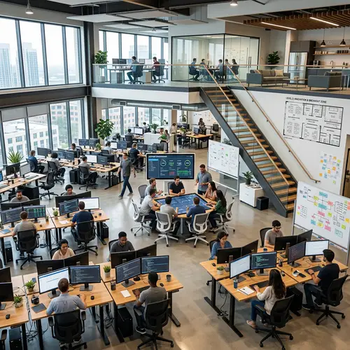 Modern Technology Office with Second Floor Layout