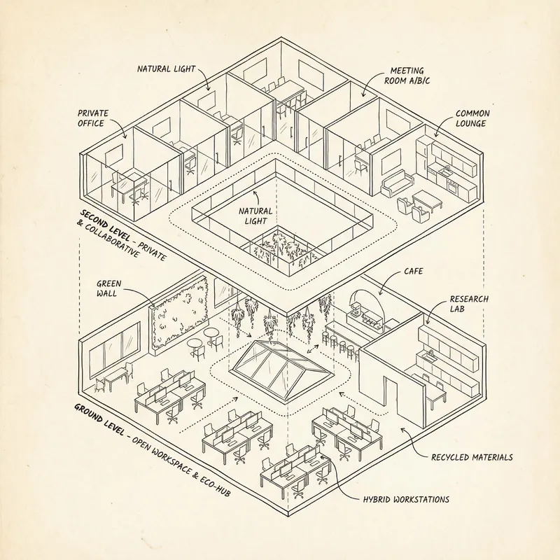 Modern 2-Floor Tech Office Design Floorplan