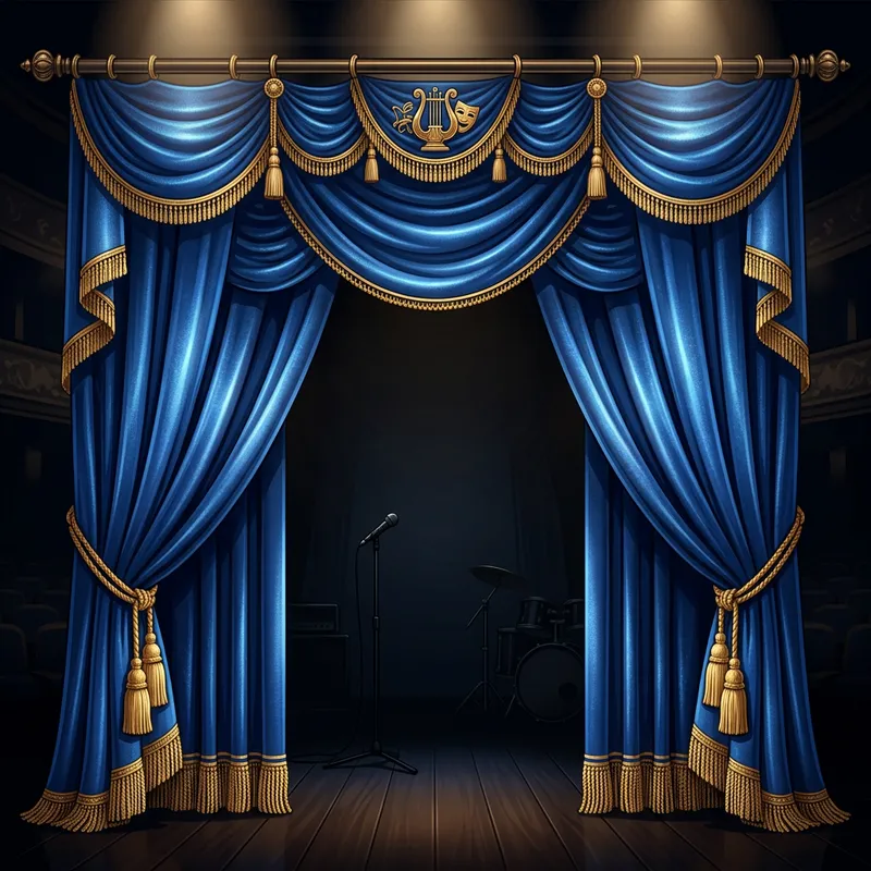 Blue Stage Curtain Vector | Luxurious Illustration Blue Stage Curtain Vector | Luxurious Illustration