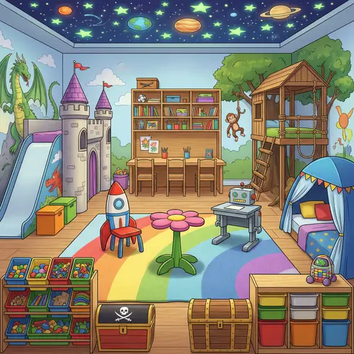 Vibrant Kids' Bedroom Setup for Three Children