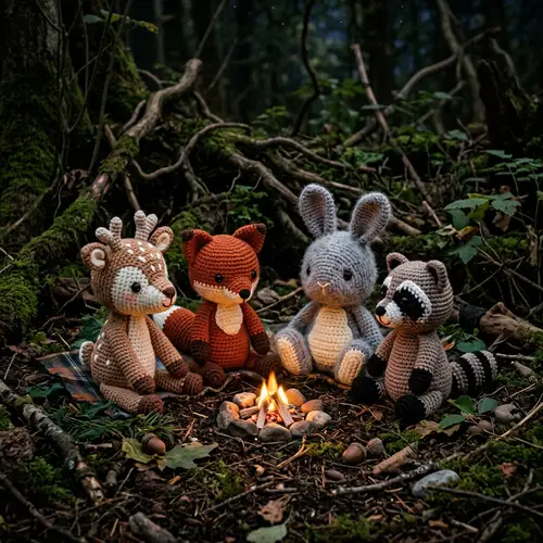 Handcrafted Crochet Amigurumi of Woodland Animals | Enchanting Scene