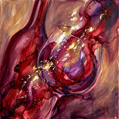 Abstract Wine Art: Rich Reds & Glittering Hues | Art Gallery