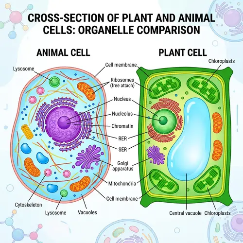 Detailed Plant & Animal Cell Structure Illustration