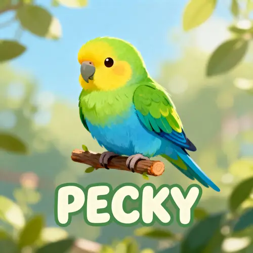 Pecky the Colorful Parrot: Green, Blue & Yellow Delight