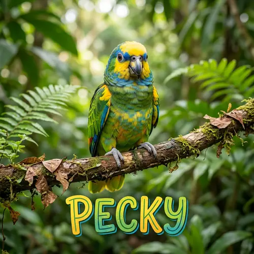Pecky the Colorful Parrot: Green, Blue & Yellow Delight