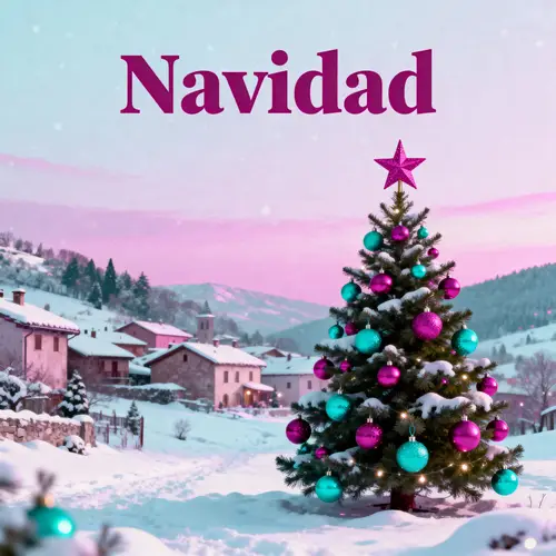 Christmas Card in Magenta and Turquoise Colors