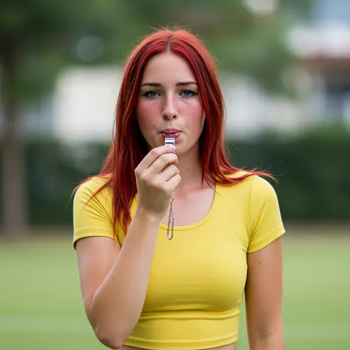 Woman Blowing a Whistle - Capture the Moment
